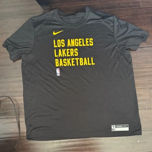 Nike Black and Yellow Lakers Basketball Tee